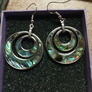 Elegant Abalone Shell Circle Earrings